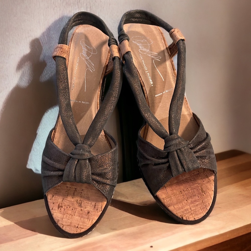 Donald Pliner blue metallic wedge sandals
